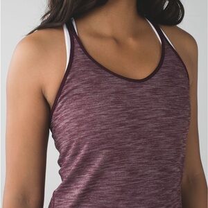Lululemon What The Sport Singlet II Heathered Bordeaux Drama Size 2-4